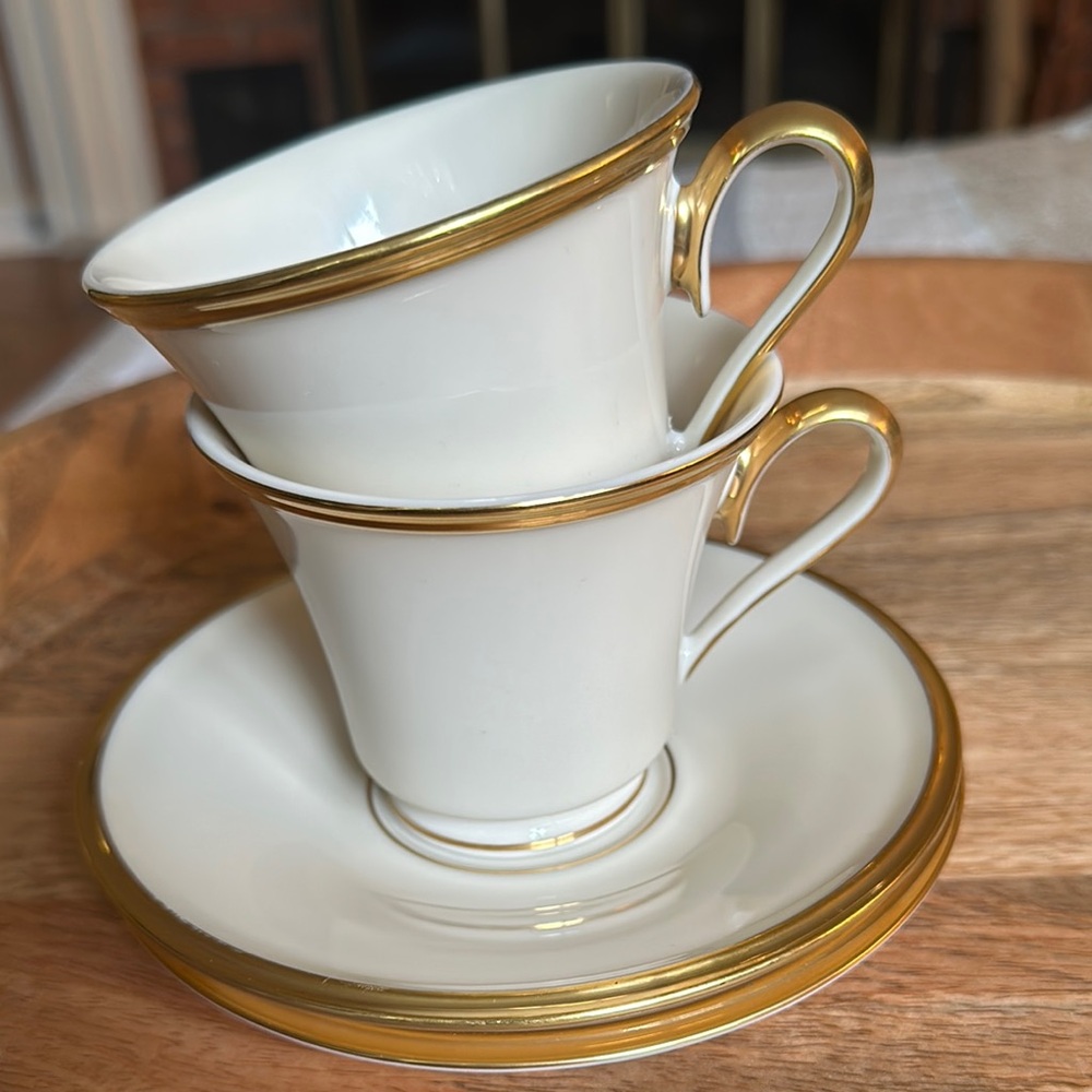Lenox Eternal Footed Demitasse Cup and Saucer Set of 2 Ivory & Gold Discontinued